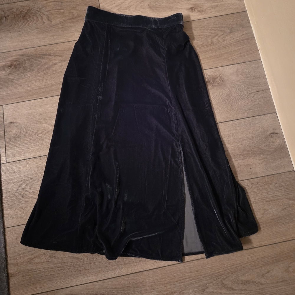J. Crew Black Velvet A-Line Skirt